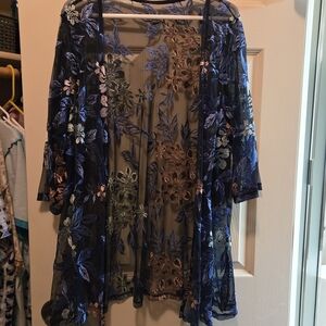Floral Embroidered Sheer Kimono